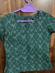 Green Printed Casual Top – Never Worn – Like New (