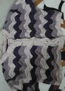 Wave-Knit color block Cardigan