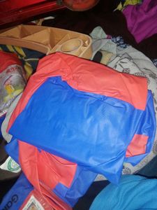 Blue &amp; Red Hooded Raincoat