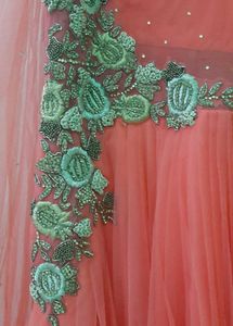 Elegant Peach Embroidered Gown