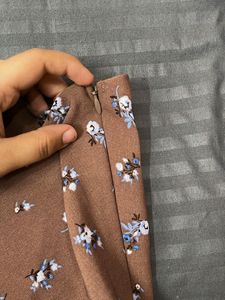 Brown Floral Mini Skirt
