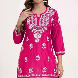 Embroidered Pink Kurti
