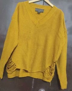 Mustard V-Neck Winter Top For 50 Bust
