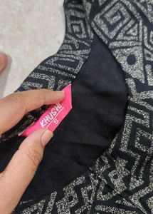 Black Geometric Print Midi Dress