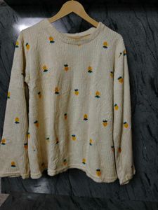 Cute Pineapple Print Textured Top