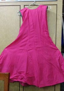 Pink Frock Style Kurta With Embroidery