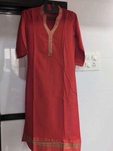 Elegant Red Embroidered Kurta