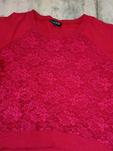 Red full sleeve pullover sweat shirt