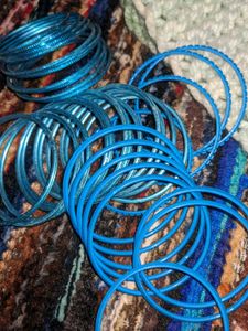 Set of Blue Metal/Plastic Bangles