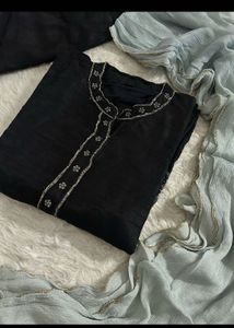 Elegant Black Kurta Set with Embellishments