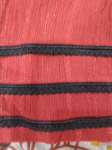 Red Kurta Set with Black Border