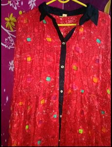 Stylish Red Printed Midi Dress