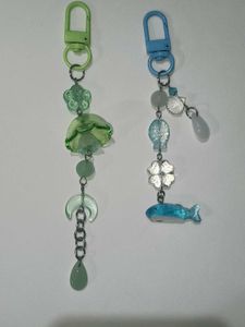 jelly fish and whale keychains