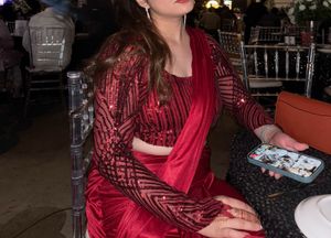 Stunning Red Sequinned Saree