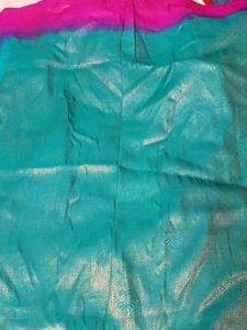 Elegant Teal Saree with Intricate Weave