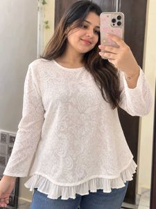 Chic White Lace Peplum Top