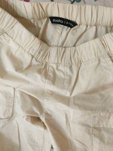 Cream Cargo/Parachute Pants