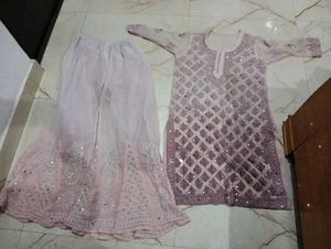 Elegant Embroidered Kurta Set with Sharara