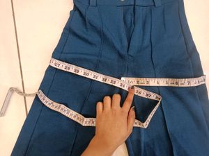 Teal Blue high rise straight Trousers