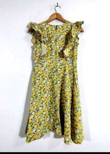Floral Yellow Ruffled Dress