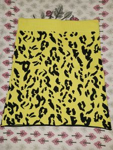 Yellow Leopard Print Mini Skirt