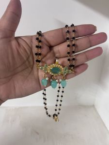 Black Bead &amp; Pink Stone Necklace