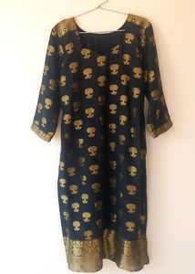 Ethnic Gold And Black Kurti With Dupatta
