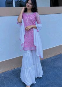 Elegant Pink Kurta Set with Sharara