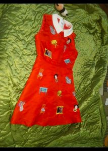 Unique Red Embroidered Dress
