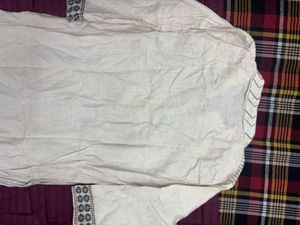 Cream Kurta with Black Print