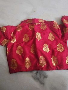 Red &amp; Gold Brocade Blouse