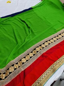🇳🇿💫🎀 Elegant Blue &amp; Green Embellished Saree