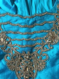 Elegant Teal Embroidered Gown