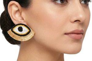 Evil Eye Beaded Fan Earrings