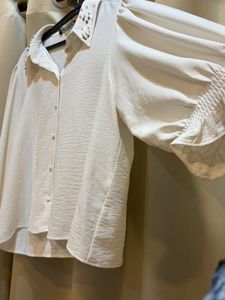 Elegant White Embellished Collar Top