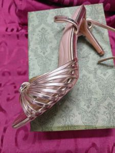 Golden Strappy Heeled Sandals