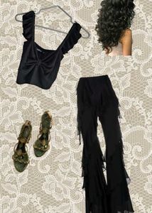 Black Ruffle Top