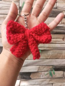 Handmade Crochet Bow Keychain