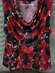 Alfani Women's Red Black Floral Sleeveless Top