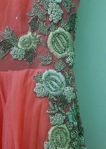 Elegant Peach Embroidered Gown