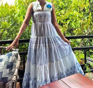 Blue Tiered Long Frock