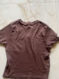Brown Zip Front T-Shirt