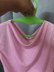 Sparkly Pink Ruched Sleeveless Top