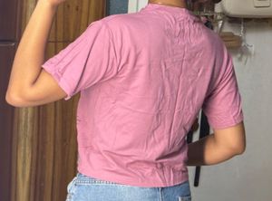 pink crop t shirt