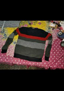 Men's Striped V-Neck Sweater