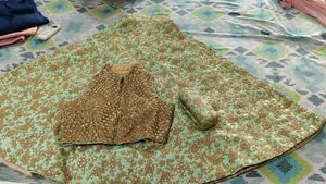 Lehenga Crop Blouse With Matching Clutch