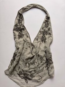 y2k zara organza tulle sequined top