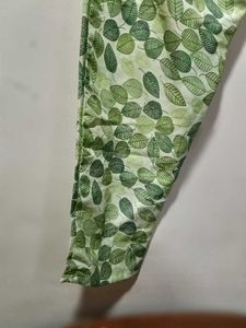 Green Leaf Print Palazzo Pants