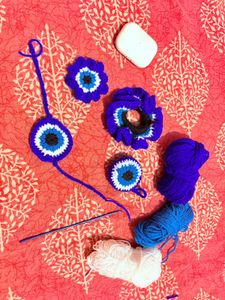 evil eye rakhi keychain rubber scrunchie