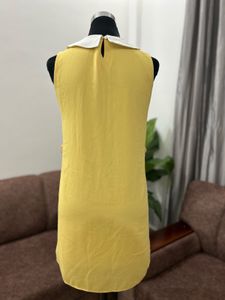 Yellow Sleeveless Dress with White Collar